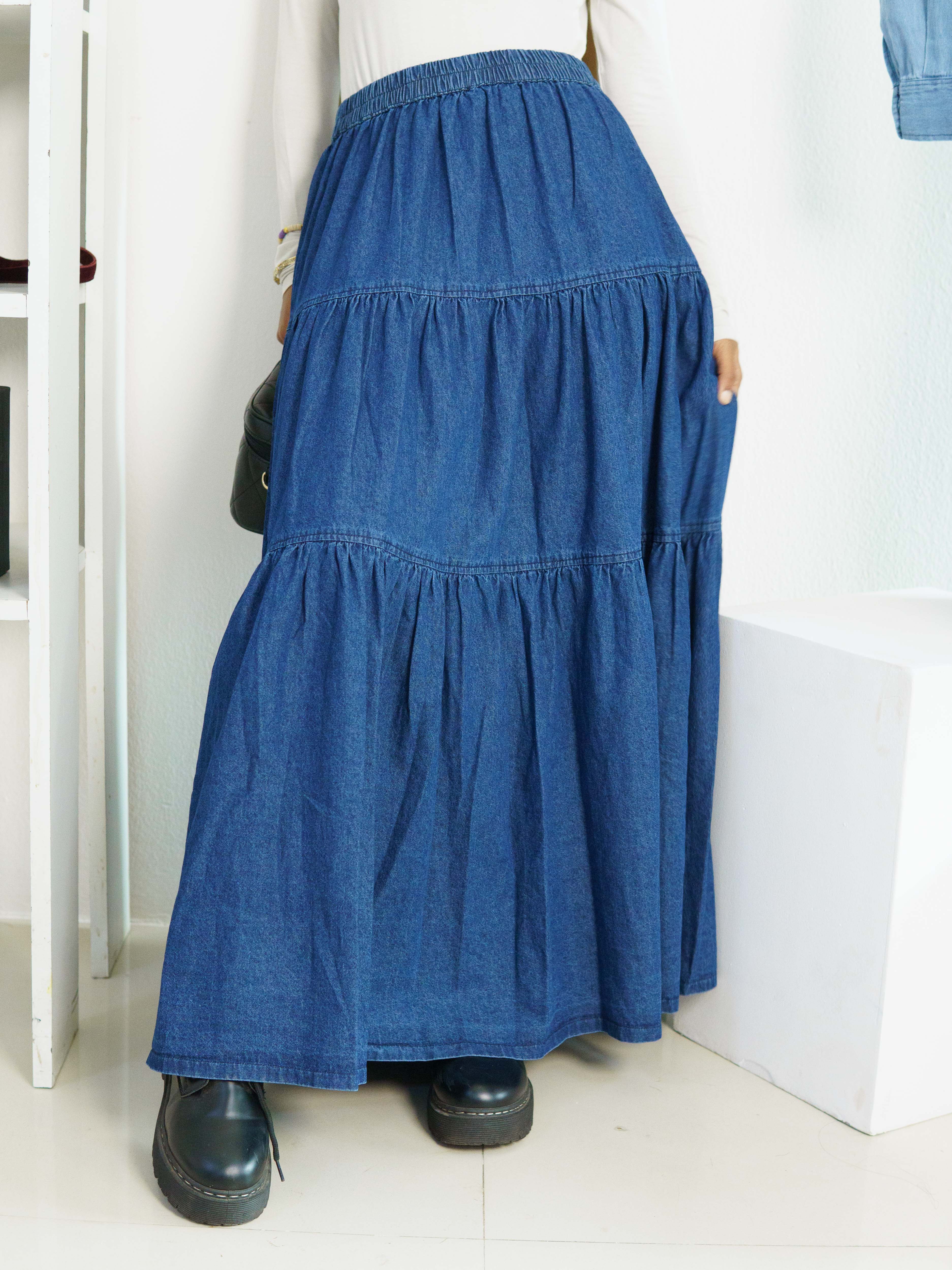 Layered Denim Skirt - Modest Essentials