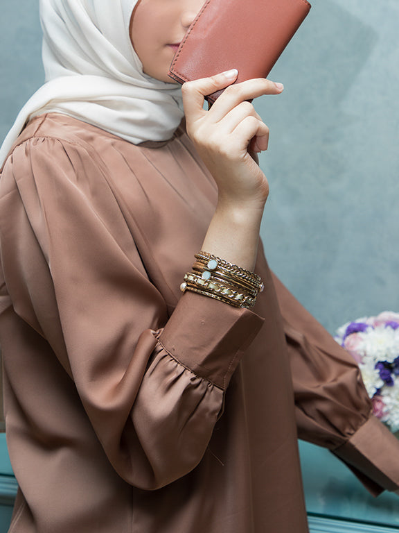 BEST VINTAGE GOLD OVERSIZED SATIN TOP (GOLD) - Modest Essentials