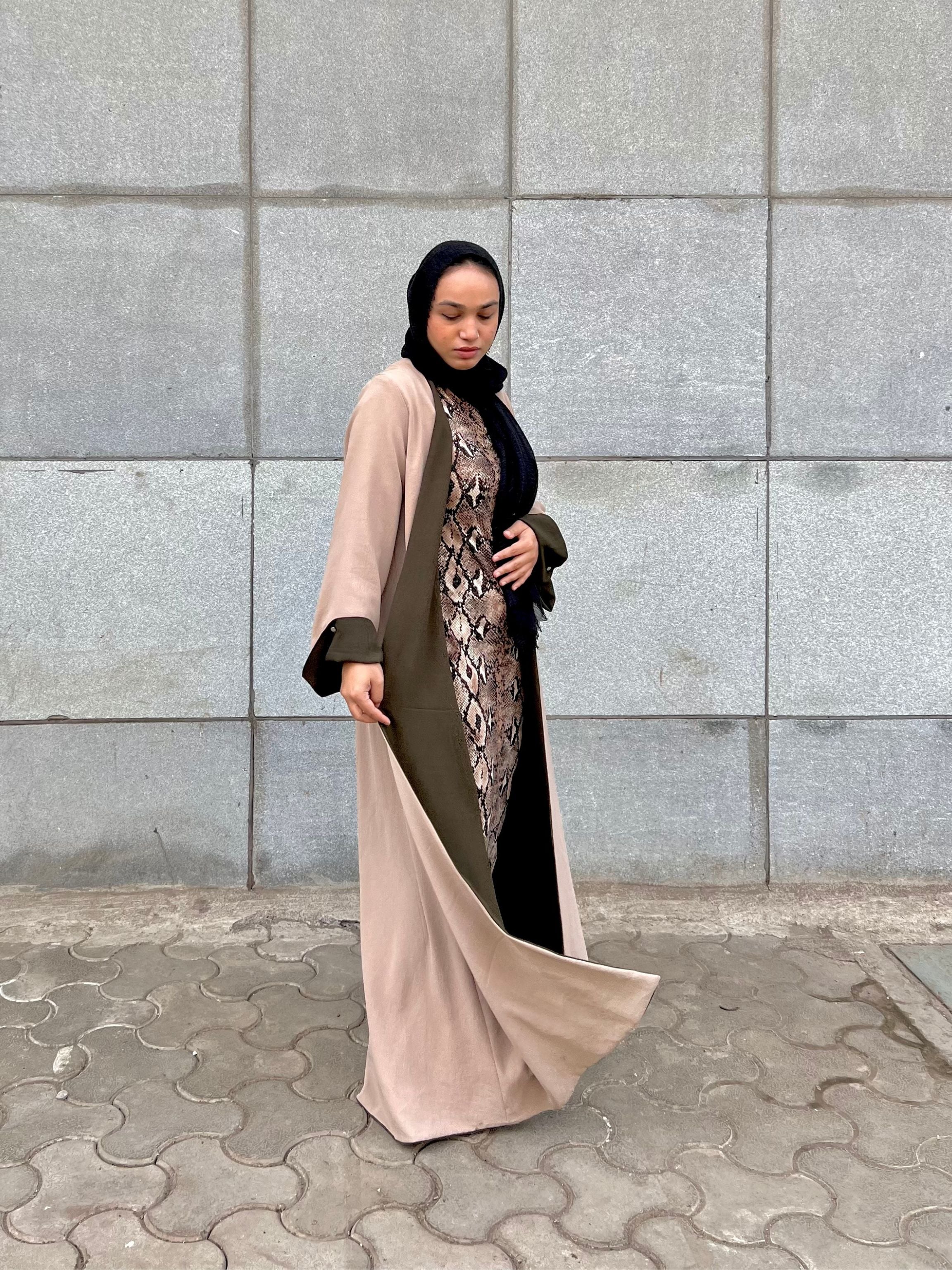 ZIKRA REVERSIBLE ABAYA | OLIVE + BEIGE - Modest Essentials