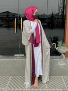 JEWEL SATIN REVERSIBLE ABAYAS (SILVER + ROSEWOOD) - Modest Essentials