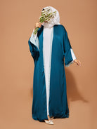 AQUA SATIN REVERSIBLE ABAYA (SKY + TURQUOISE) - Modest Essentials