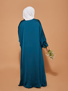 AQUA SATIN REVERSIBLE ABAYA - Modest Essentials